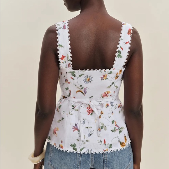 NWT Reformation Linen Viola Top in Corsini - Picture 2 of 3